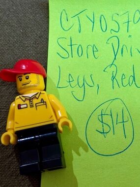 LEGO "Store Driver, Black Legs, Red Cap with Hole" CTY0579 LIKE NEW